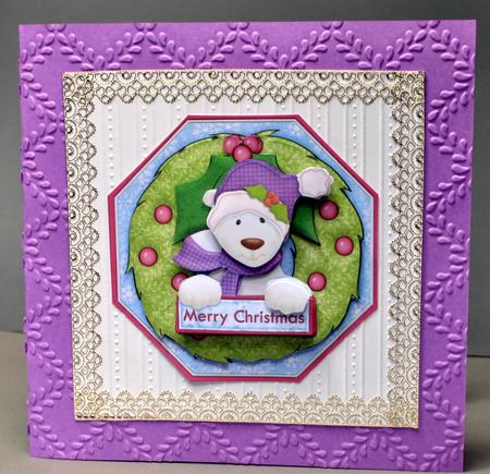 Christmas Polar Bear Wreath Peeper with Decoupage Mini Kit by Kristina Norbat