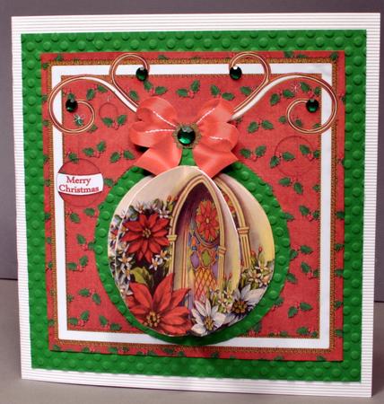 Poinsettia Window 3D Bauble 8in Card Front Mini Kit by Kristina Norbat