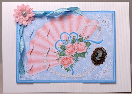 Elegant Fan with Pearls and Lace - Wavy Side Stacker by Kristina Norbat