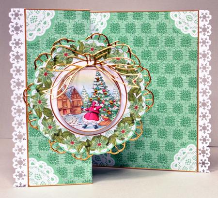 Decorate Tree Doily Faux Fold Back Card Mini Kit by Kristina Norbat