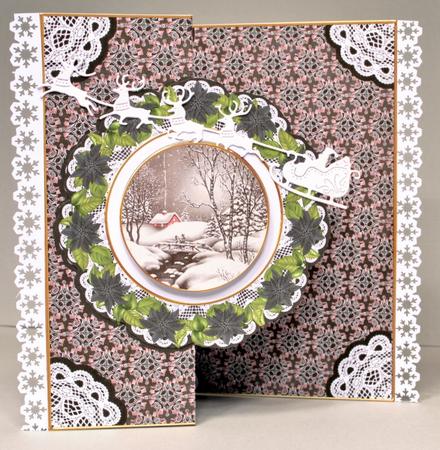 Winter Walk Doily Faux Fold Back Card Mini Kit by Kristina Norbat