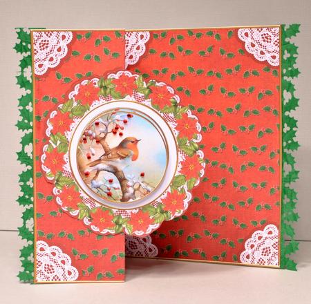 Red Robin Doily Faux Fold Back Card Mini Kit by Kristina Norbat