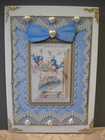 Wedding Birds A5 Lace Border Card Front Step by Step by Kristina Norbat