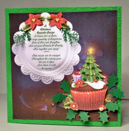 A Christmas Cupcake Recipe (3) 8" x 8" Card Topper by Kristina Norbat
