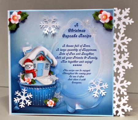 A Christmas Cupcake Recipe (2) 8" x 8" Card Topper by Kristina Norbat