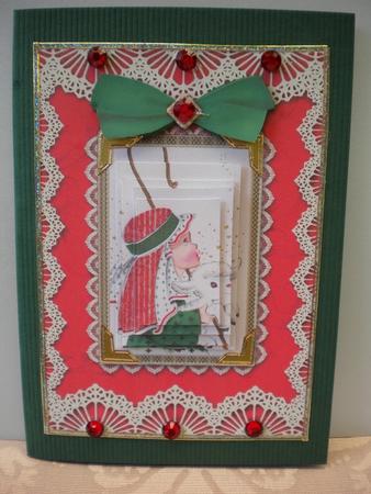 Christmas Shepherd A5 Lace Border Card Front Step by Step by Kristina Norbat