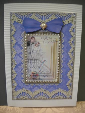 Wedding Couple A5 Lace Border Card Front Step by Step by Kristina Norbat