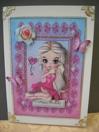 Pretty Little Girl in Pink with Rose by Kristina Norbat