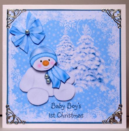 Blue & White Snowman - 1st Christmas by Kristina Norbat