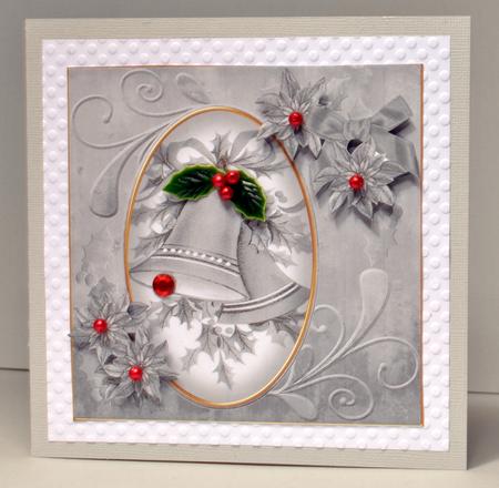 Christmas Bells Silver Toned 8in Swirl Decoupage Topper by Kristina Norbat