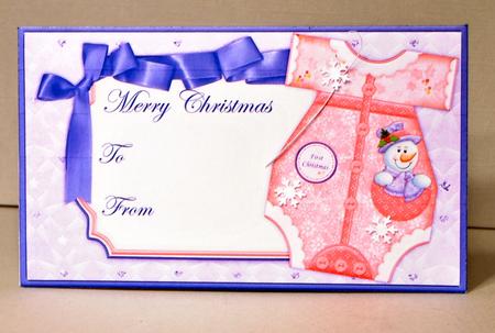 Christmas Money Wallet Baby's 1st Xmas Romper Snowman Pink by Kristina Norbat