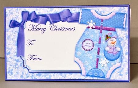 Christmas Money Wallet Baby's 1st Xmas Romper Snowman Blue by Kristina Norbat