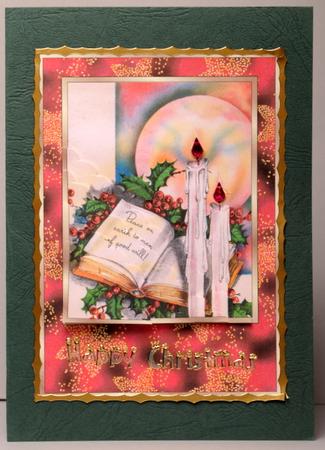 Christmas Candles & Holly in Red & Gold with Corner Stacker by Kristina Norbat