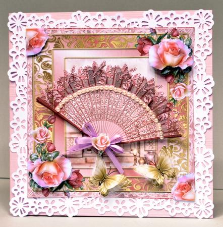 Pink Fan and Pink Roses and Flutters by Kristina Norbat