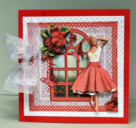 Red Polka Dots and Lace Card Front Kit by Kristina Norbat