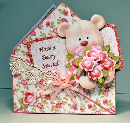 Rose Bear Envelope Peeper Card Mini Kit by Kristina Norbat
