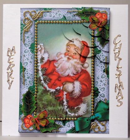 Santa Holly 7x5inch Scalloped Duo Corner Stacker by Kristina Norbat