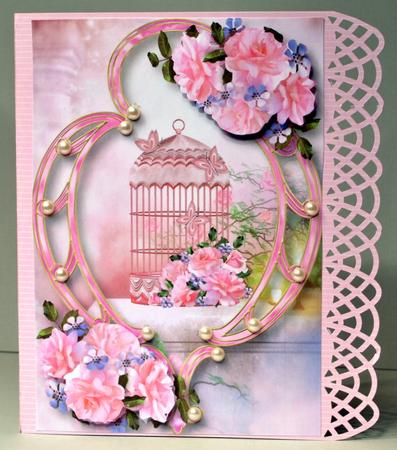 Beautiful Pink Roses, Birdcage & Pink Frame by Kristina Norbat