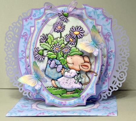 Mouse, Flowers & Decoupage Double Pop Out Card Kit by Kristina Norbat