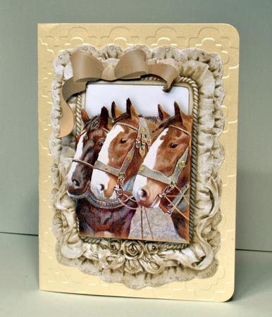 Beautiful Horses in Frill Frame with Bow by Kristina Norbat