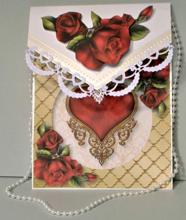 Gold Square with Heart & Red Roses by Kristina Norbat