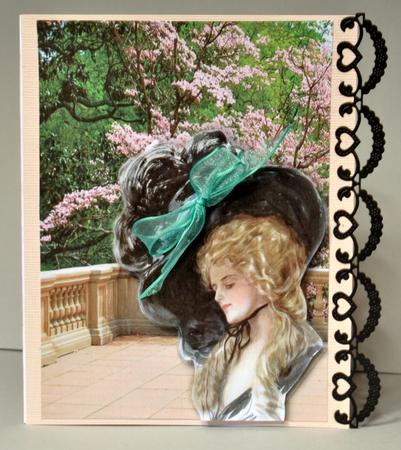 Vintage Lady in Big Hat in Pretty Garden by Kristina Norbat