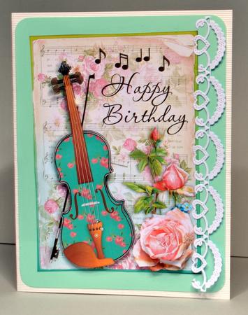 Birthday Violin Card Front by Kristina Norbat