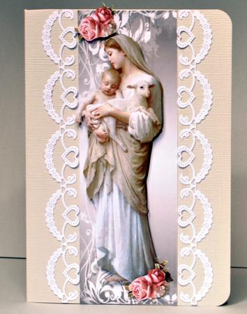 Mother and Child with Lamb, Pink Rose Tall Dl by Kristina Norbat