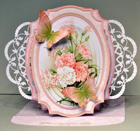 Peach Carnations Double Pop Out Card Kit by Kristina Norbat