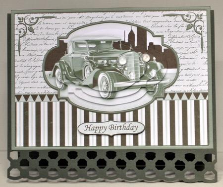 Classic Vintage Green Car Card Topper & Pyramage by Kristina Norbat