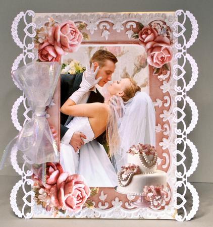 Wedding Couple in Rose Frame with Rings A4 by Kristina Norbat