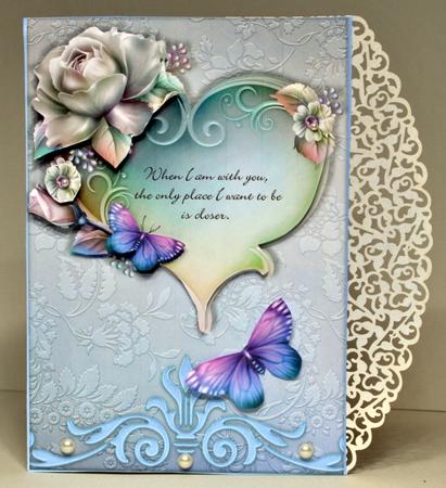 Romance Roses and Butterfly Card Front by Kristina Norbat