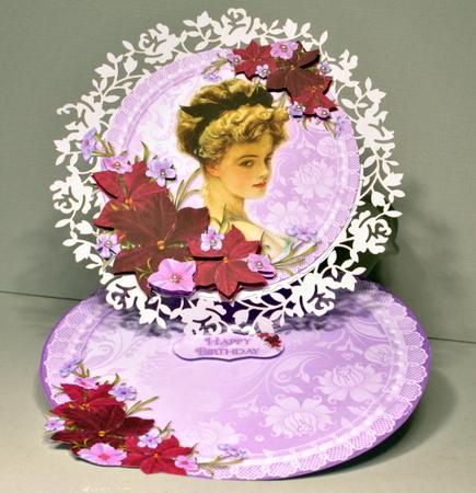 Vintage Lady in the Flowers Round Easel Card Mini Kit by Kristina Norbat