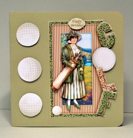 Golf Vintage Lady Over the Side Card with Decoupage by Kristina Norbat