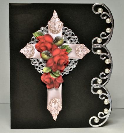 Cross with Red and Bleu Roses by Kristina Norbat