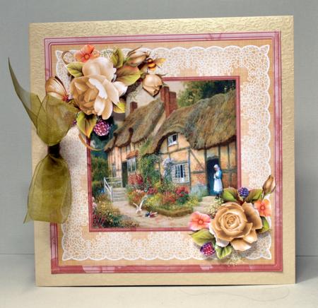Cottage Rose 8x8 Card and Decoupage Mini Kit by Kristina Norbat