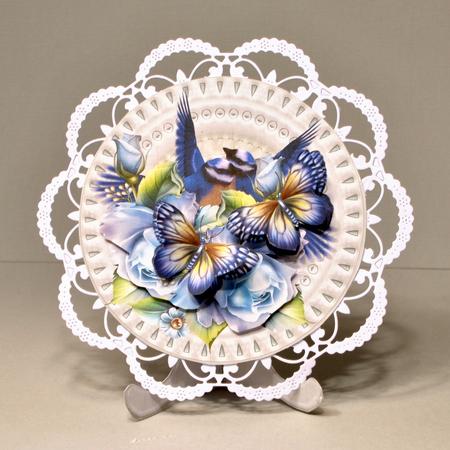 Porcelain Plate,roses,birds & Butterflies Beauty by Kristina Norbat