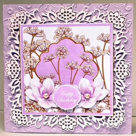 Lilac Magnolia Happy Birthday 7in Time Flower Decou Topper by Kristina Norbat