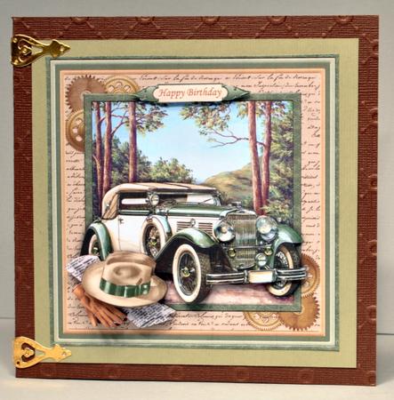 Vintage Green Car 8x8 Mini Kit & Decoupage for Men by Kristina Norbat