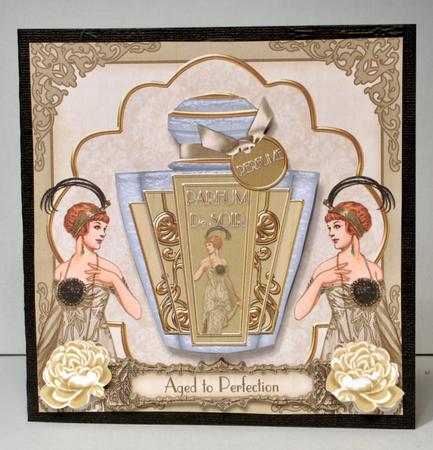 Cream Art Deco Perfume Aged to Perfection 7in Deco Topper by Kristina Norbat