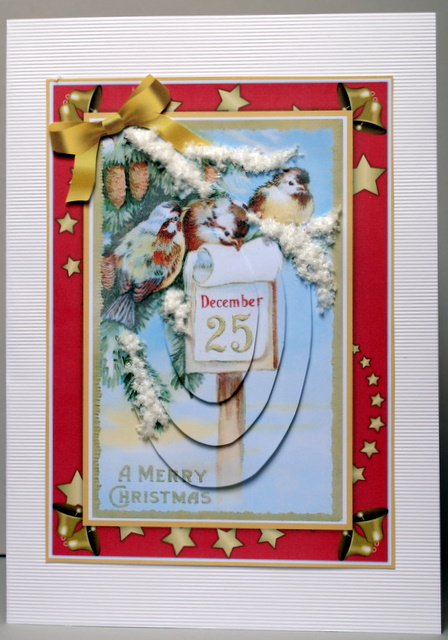 Vintage Christmas Birds on Post Red by Kristina Norbat
