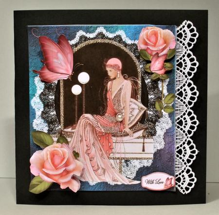 Rose Pink Lady and Lace with Decoupage by Kristina Norbat