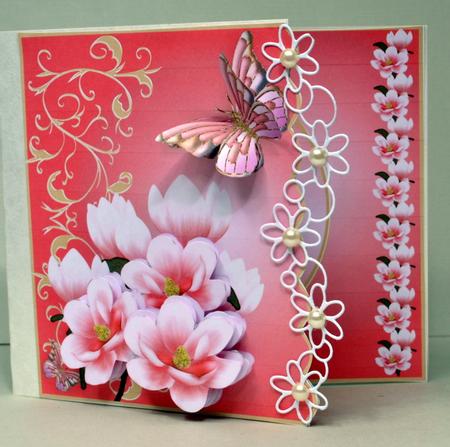 Pink Magnolias Side Scallop Card Mini Kit by Kristina Norbat