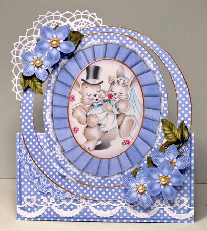 Lovebunnies Blue Oval Over 3D Mini Card Kit by Kristina Norbat