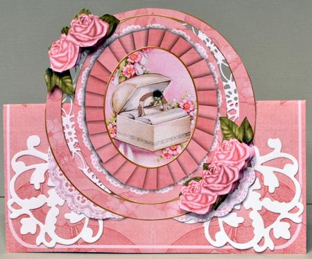 Pink Rose Ringbox Oval Over 3D Mini Card Kit by Kristina Norbat