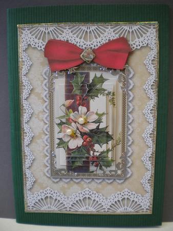 Christmas Bouquet A5 Lace Border Card Front Step by Step by Kristina Norbat