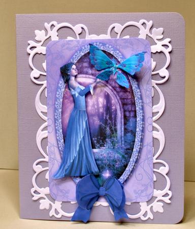 Oval Fantasy Scene in Lilacs Quick Card by Kristina Norbat
