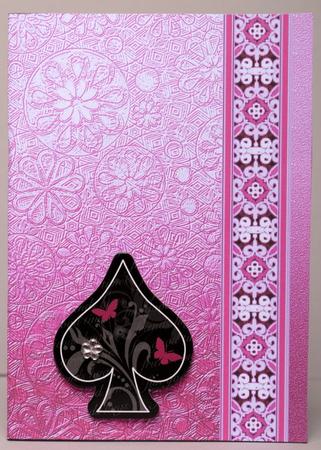 Pink Metallic Floral Embossed with Border Paper by Kristina Norbat