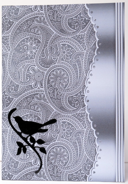 Silver Embossed Paisley with Metallic Border by Kristina Norbat