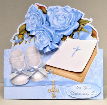 Baby Boy Christening/baptism Over the Edge Card Mini Kit by Kristina Norbat